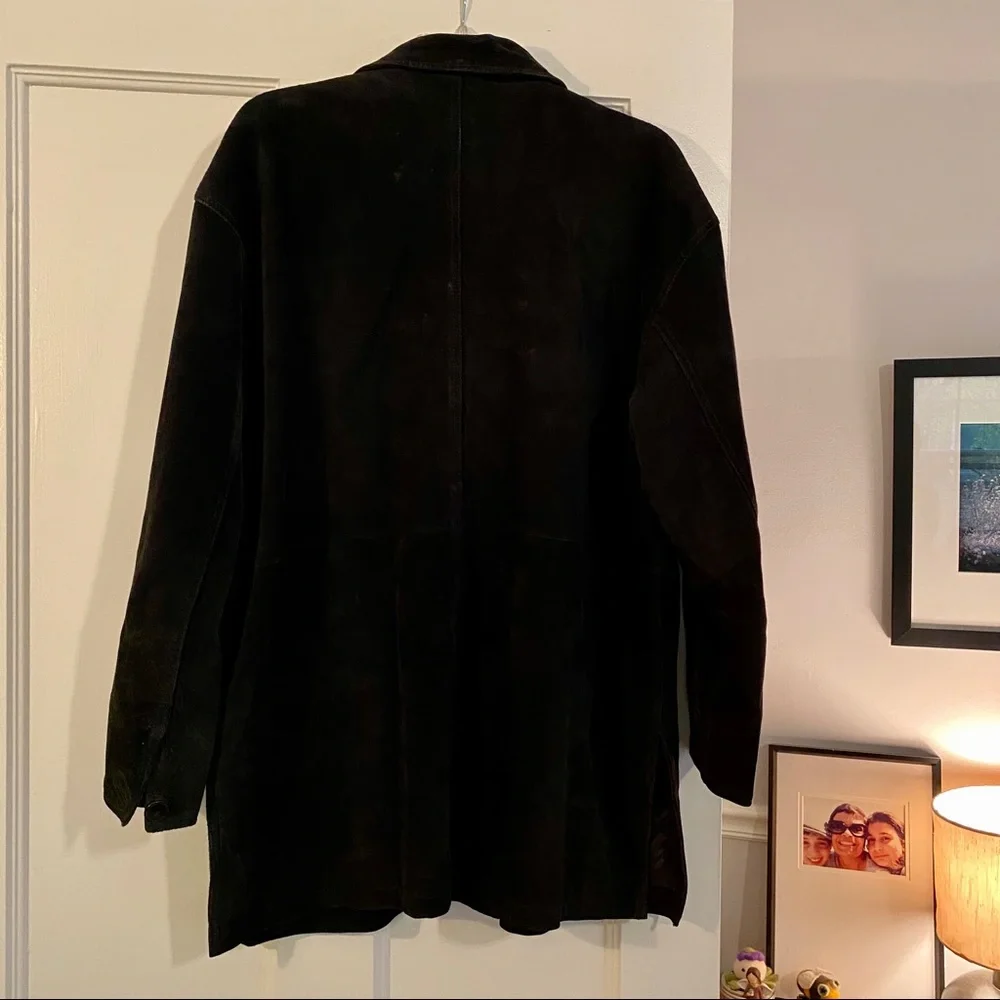 Suede Jacket Car Coat Black Womens Size Large - Picture 5 of 11